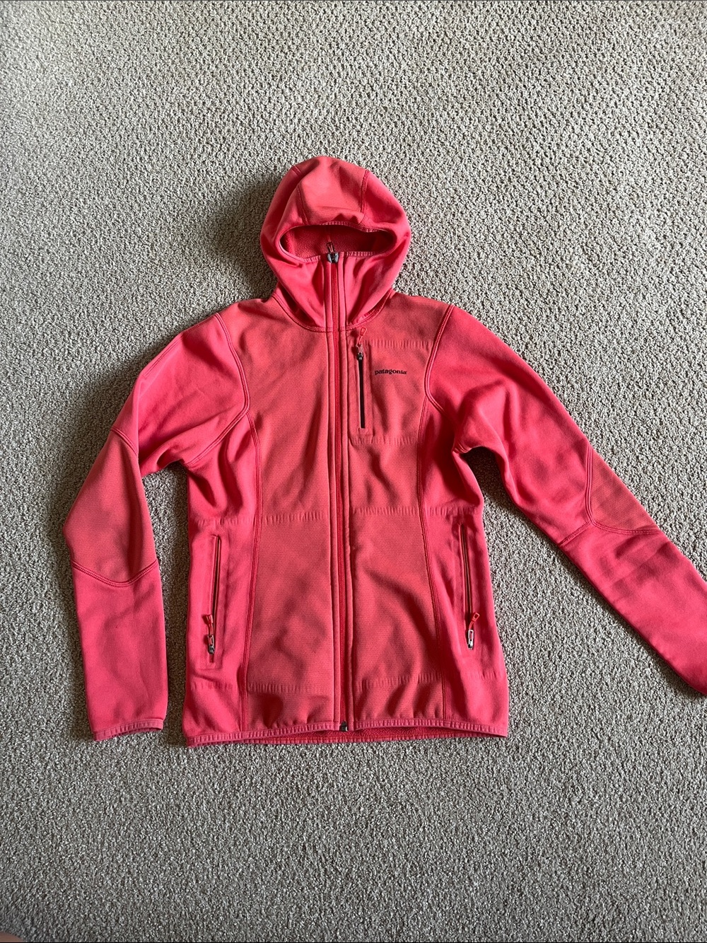 Patagonia Vintage Coral Pink Hooded Zip Fleece Jacket Polartec